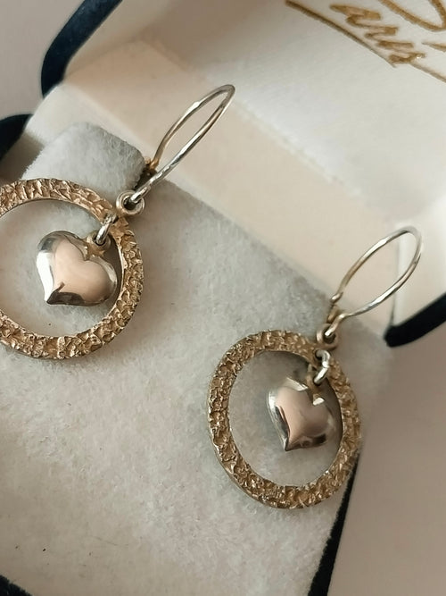Heart dangle earrings , 830 silver, nice looking