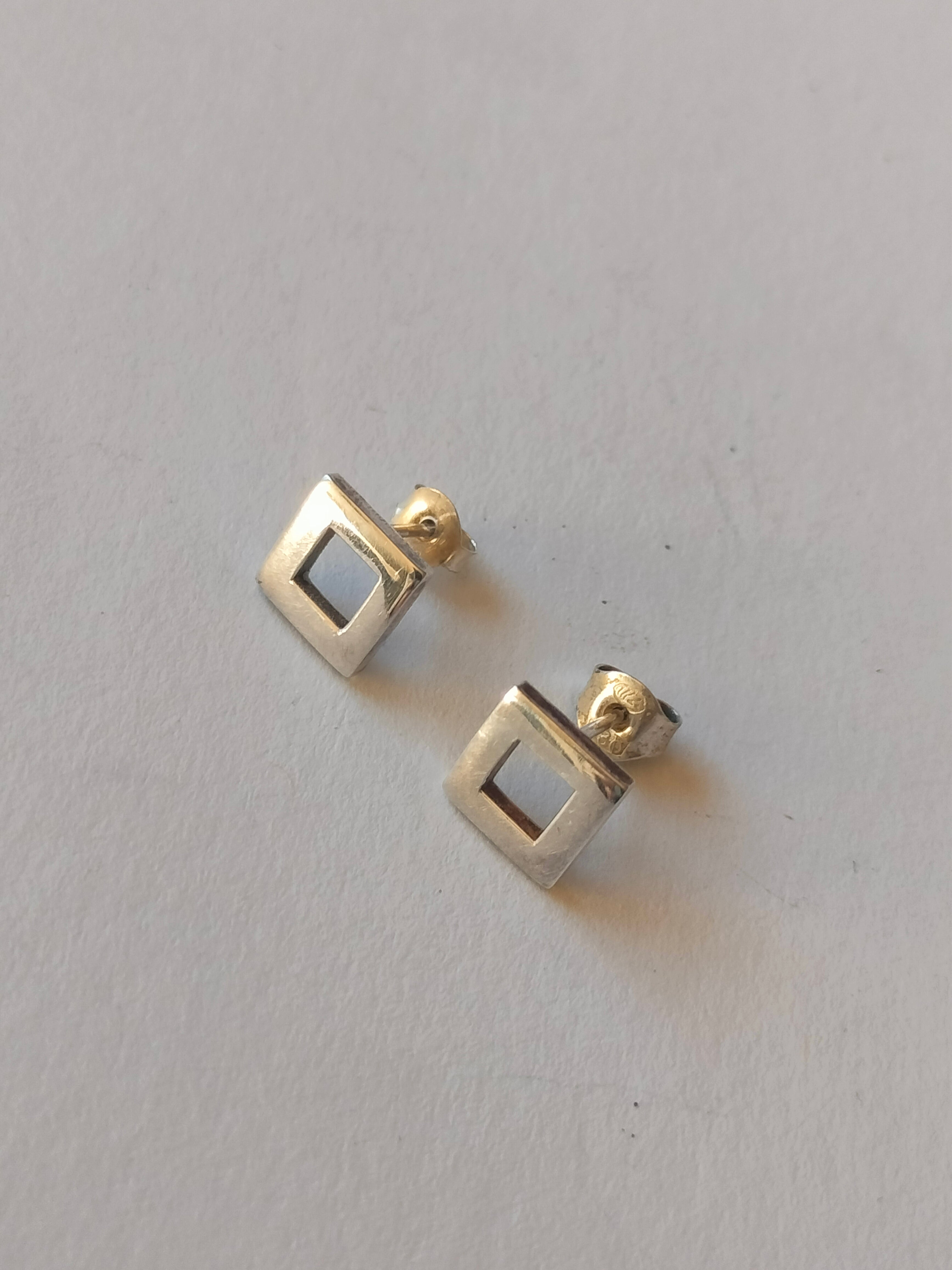 Semi vintage silver earrings, 8mm, 925 silver, different backs