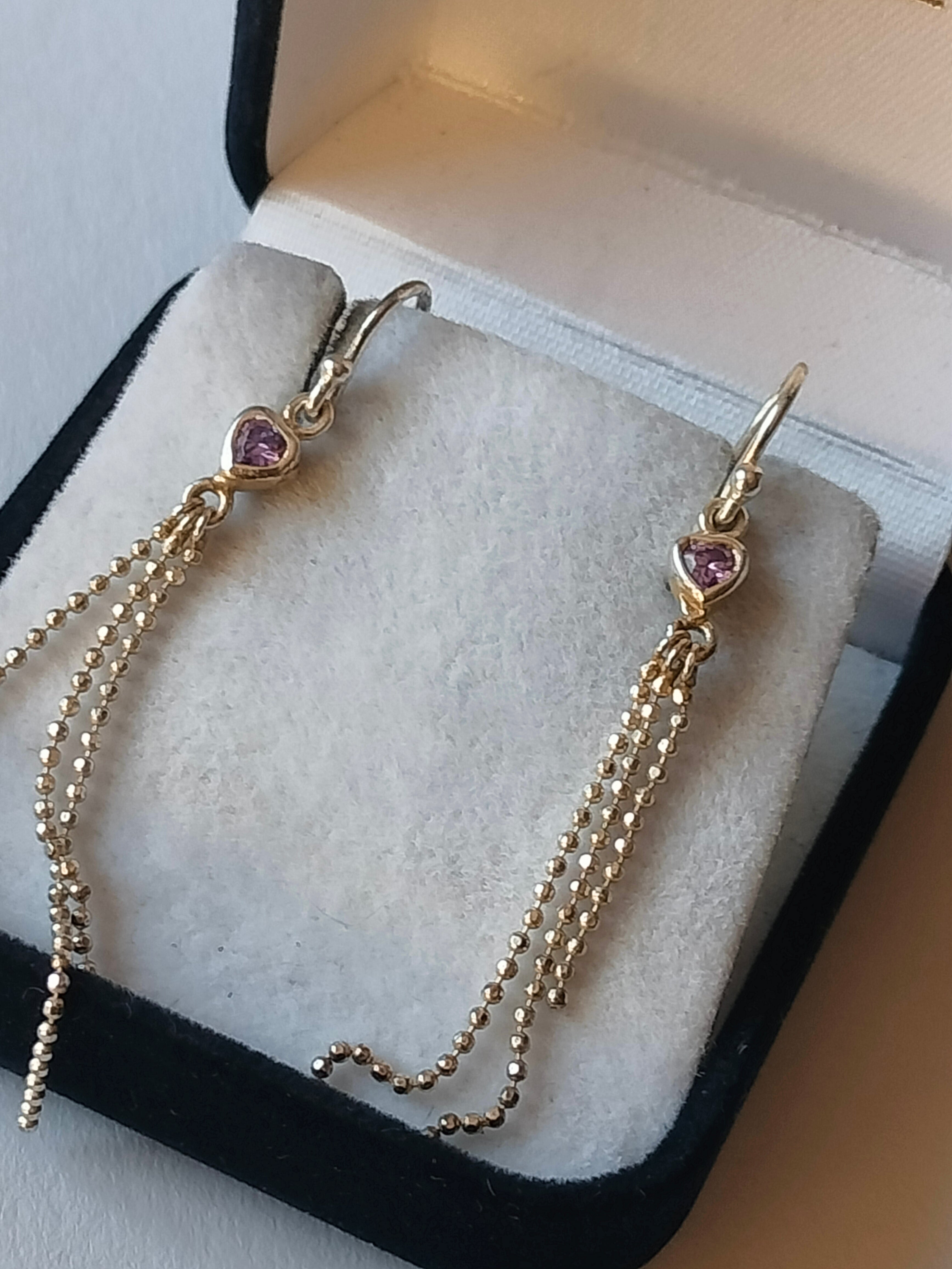 Dangle earrings, 925 silver, modern, amethyst stones