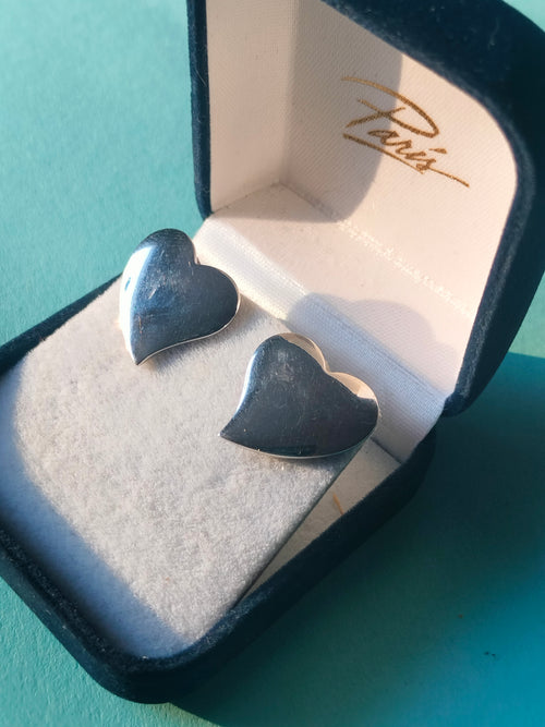 Big heart earrings, 925 silver,  2cm wide