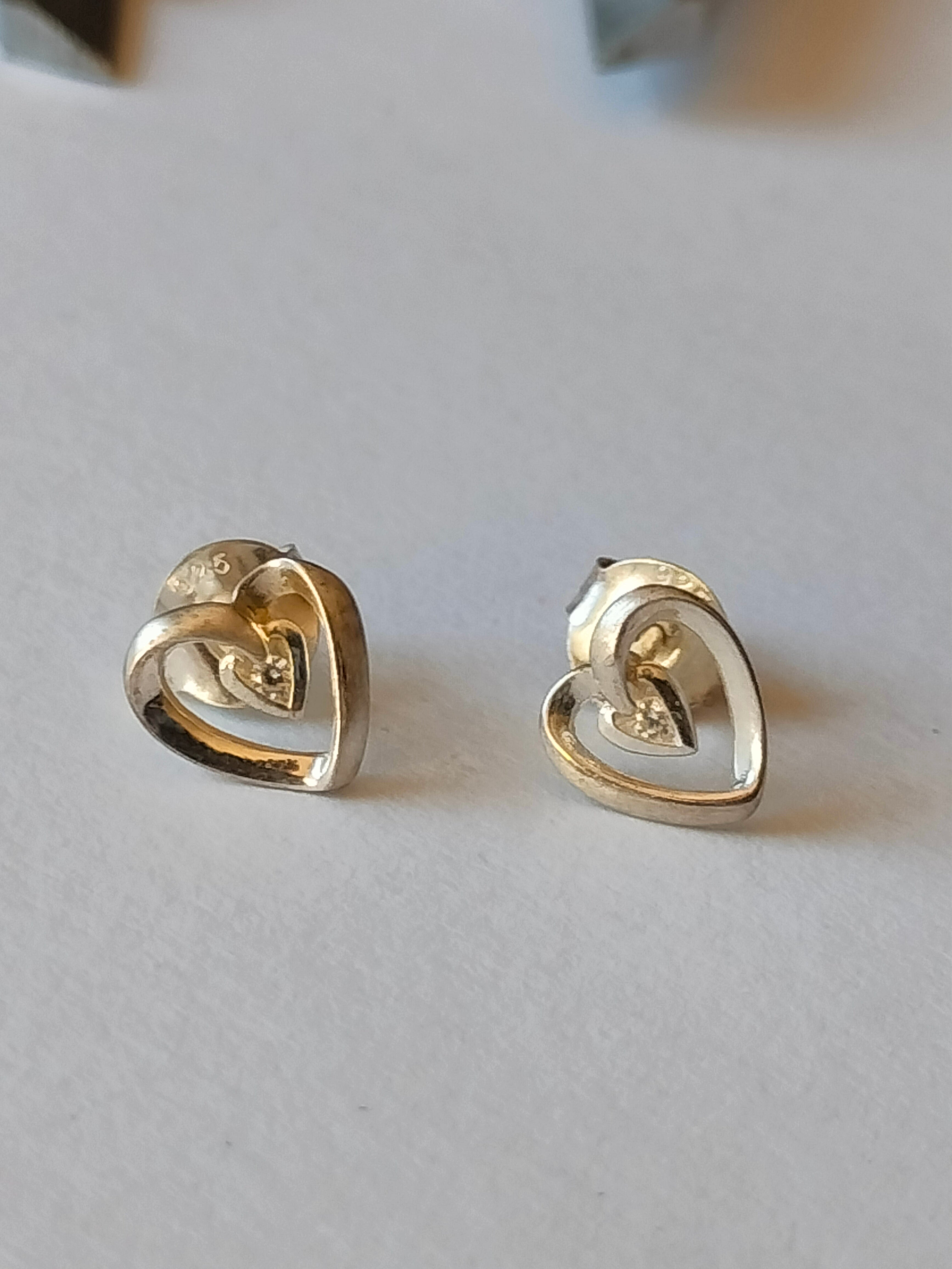 Silver earrings 925 , 8mm, heart earrings