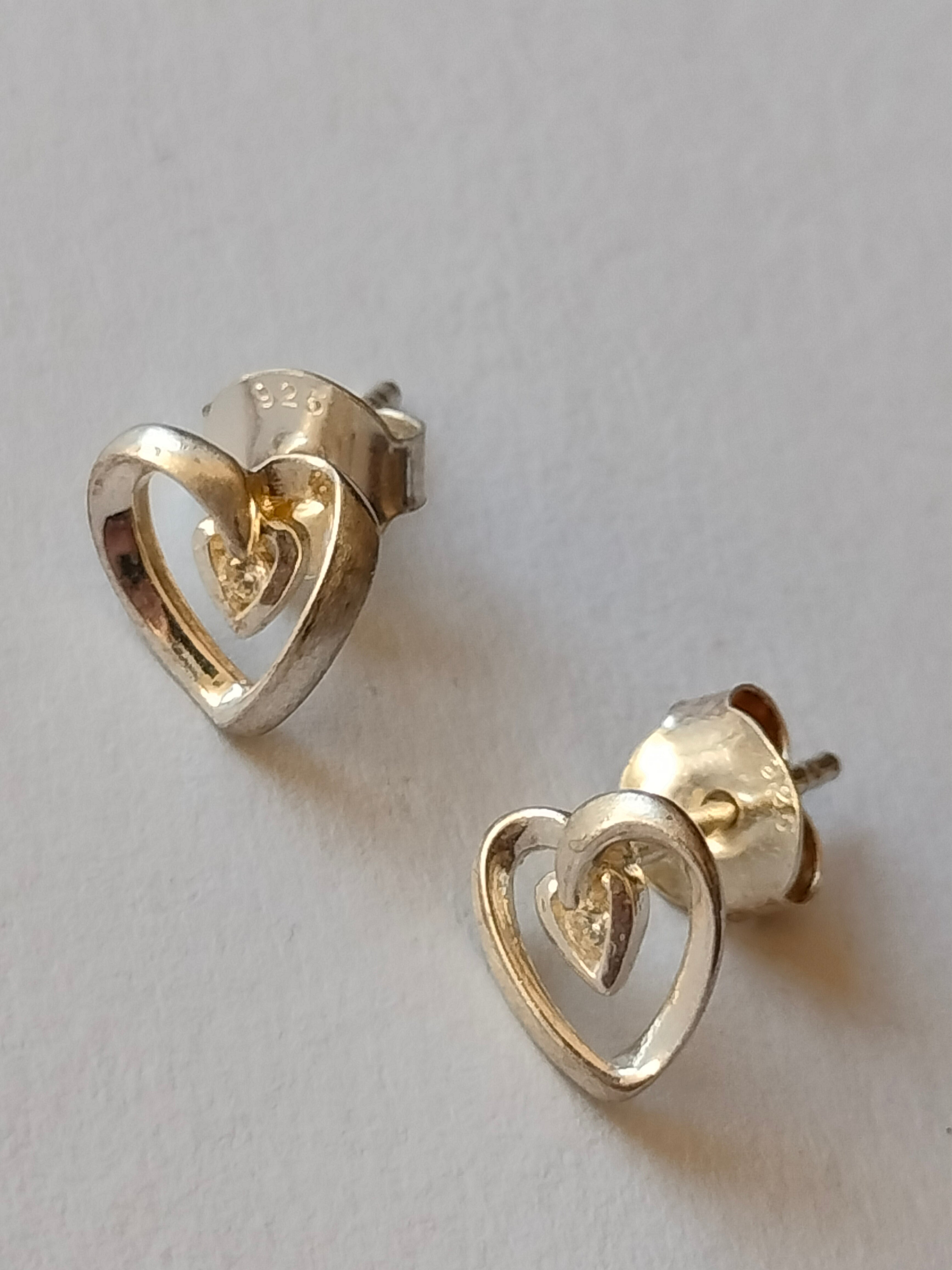 Silver earrings 925 , 8mm, heart earrings